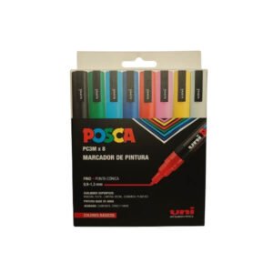 Estuche 8 rotuladores POSCA PC-3M (0,9–1,3 mm) – Colores básicos